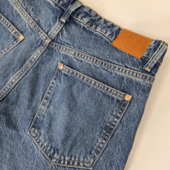 NWT Zara Wide Leg High Rise Jeans Boho Blue Size 4 - Picture 4 of 7